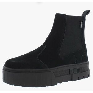 PUMA Mayze Platform Chelsea Boot Black Suede Size 8